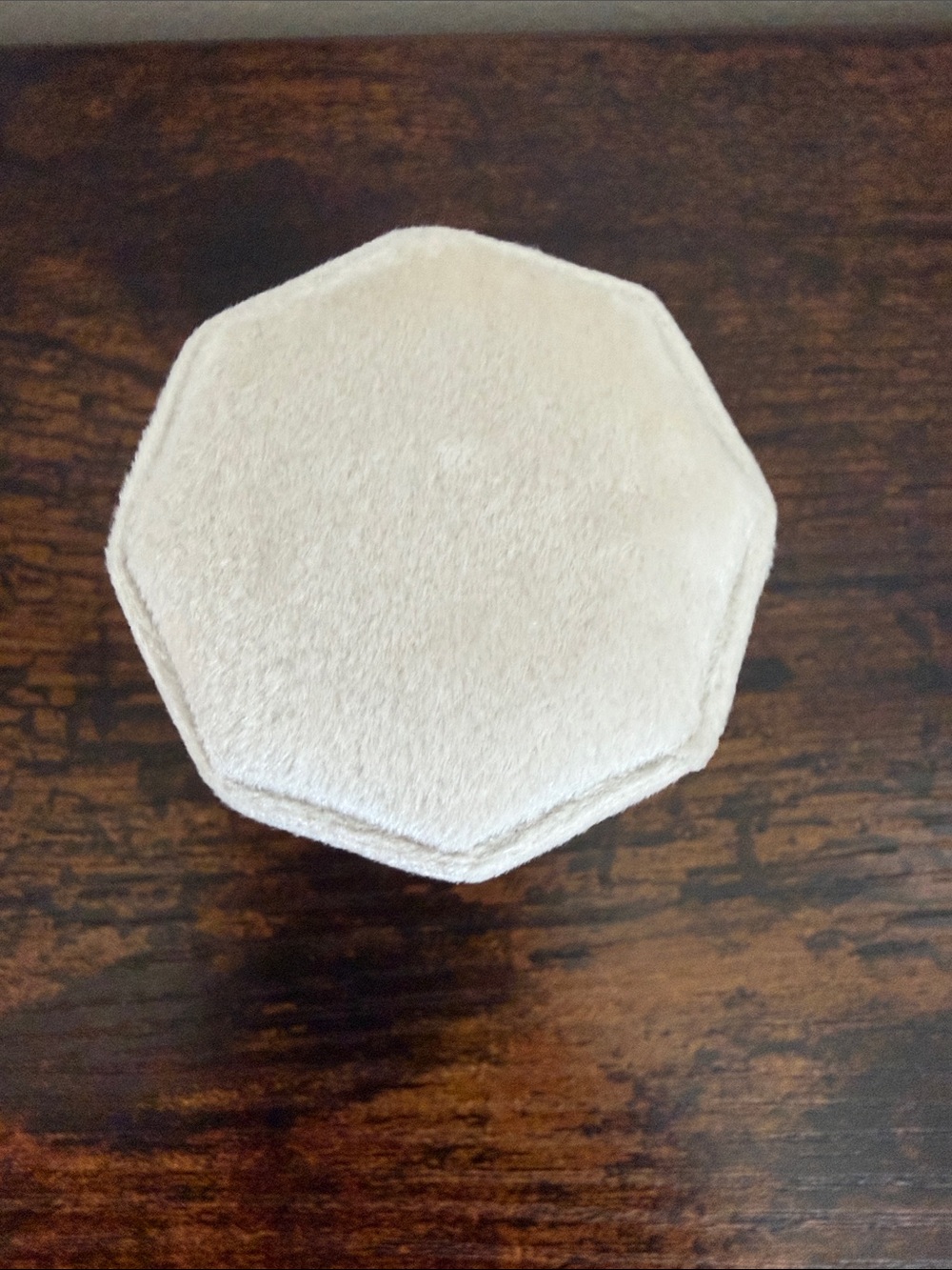 Cream Color Octagon Velvet Double Ring Box for Photo Prop - Used Once
